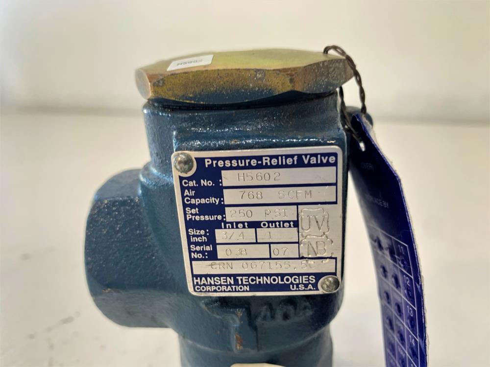 Hansen 3/4" x 1" NPT 250# Relief Valve H5602